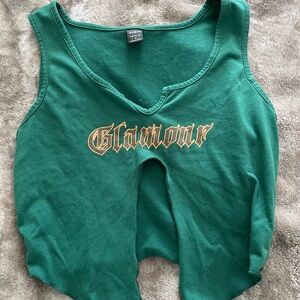 GREEN “GLAMOUR” CROPPED TANK